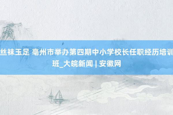 丝袜玉足 亳州市举办第四期中小学校长任职经历培训班_大皖新闻 | 安徽网