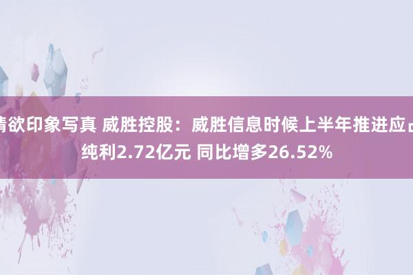 情欲印象写真 威胜控股：威胜信息时候上半年推进应占纯利2.72亿元 同比增多26.52%