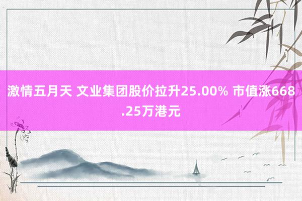 激情五月天 文业集团股价拉升25.00% 市值涨668.25万港元