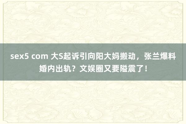 sex5 com 大S起诉引向阳大妈搬动，张兰爆料婚内出轨？文娱圈又要隘震了！